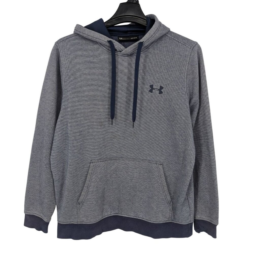Under Armour Pullover Hoodie Logo Fitted Coldgear Distressed Sportwear Size L